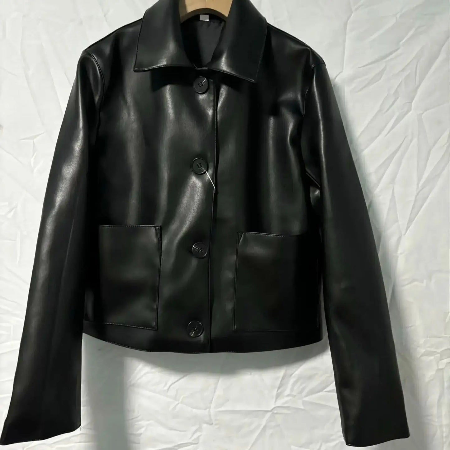TRAF-Blouson d'automne en cuir PU noir, à la mode