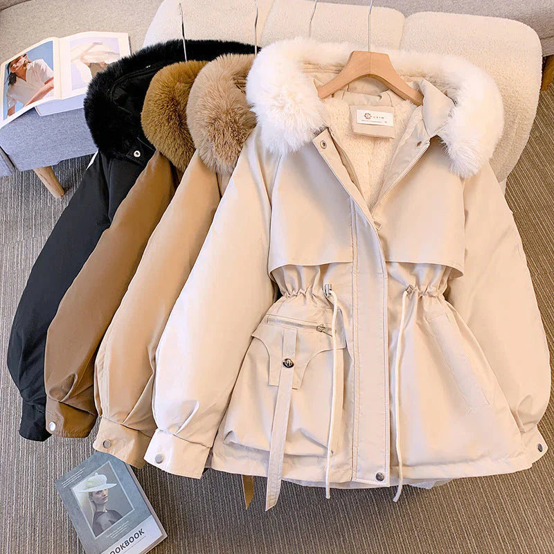 Manteau Élégant Avec Col En Fourrure