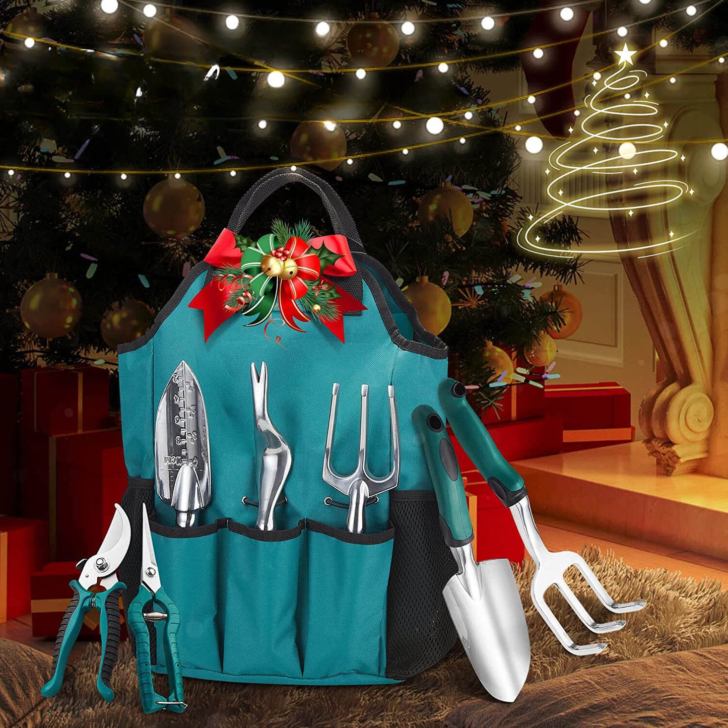Set d'outils de jardinage en alliage d'aluminium 11 pièces