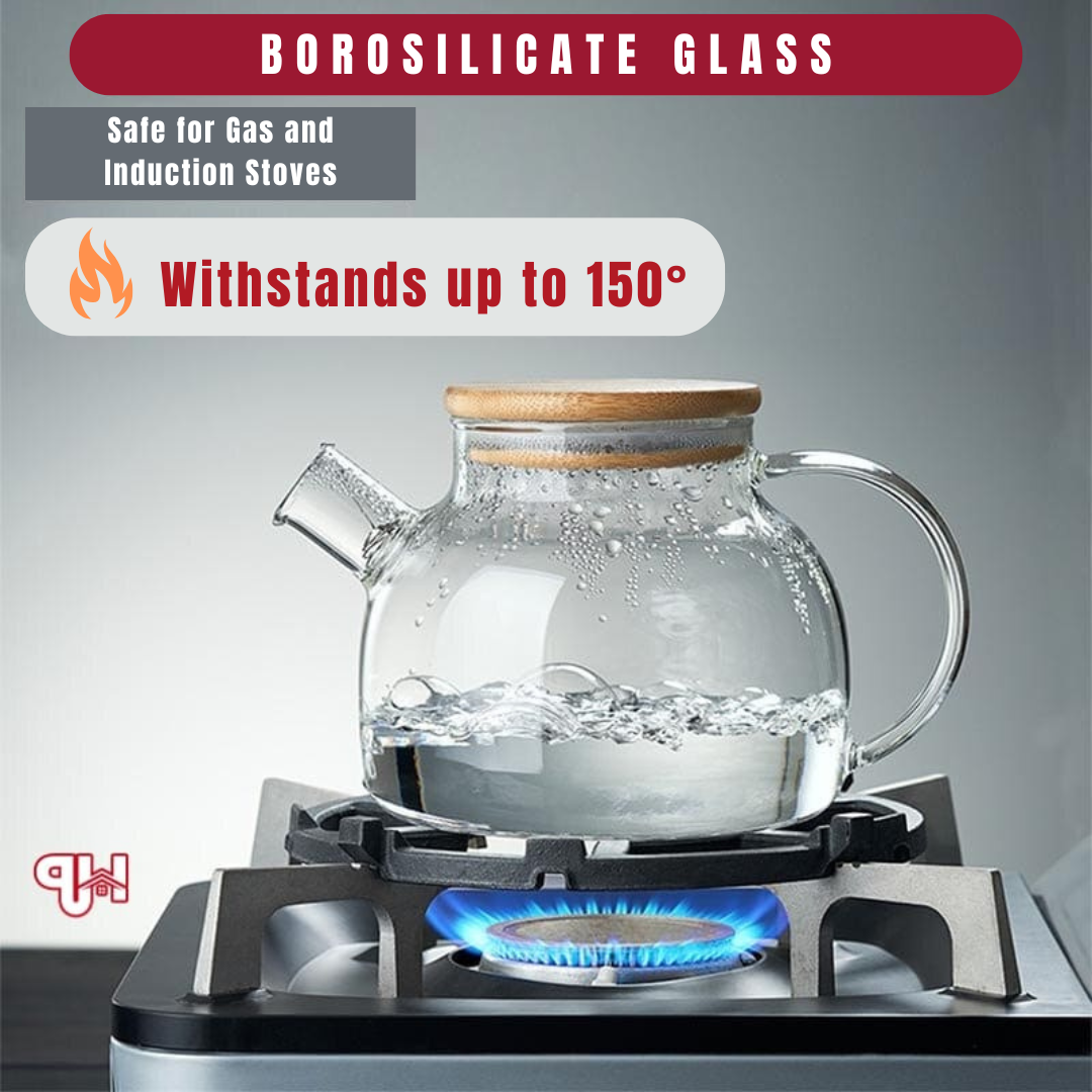 Bouilloire en Verre Borosilicaté avec Couvercle en Bambou