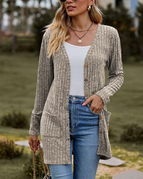 Cardigan à Manches Longues Chaud & Élégant