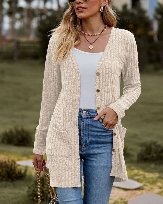 Cardigan à Manches Longues Chaud & Élégant