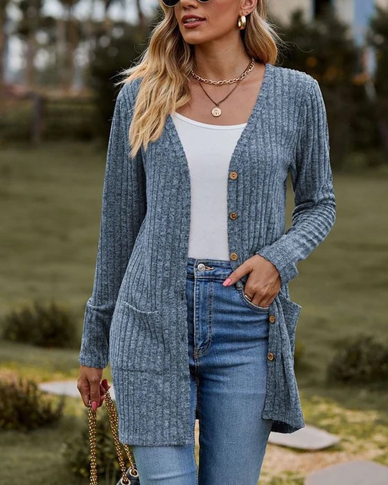 Cardigan à Manches Longues Chaud & Élégant