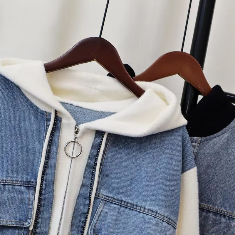 Sweat À Capuche En Denim Pour Femmes