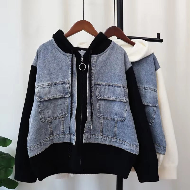Sweat À Capuche En Denim Pour Femmes