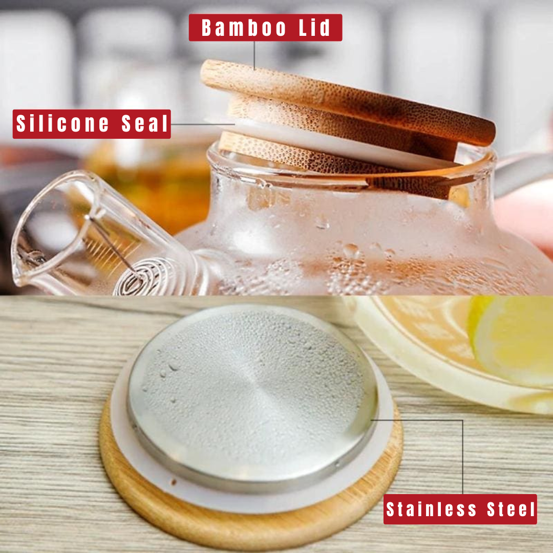 Bouilloire en Verre Borosilicaté avec Couvercle en Bambou