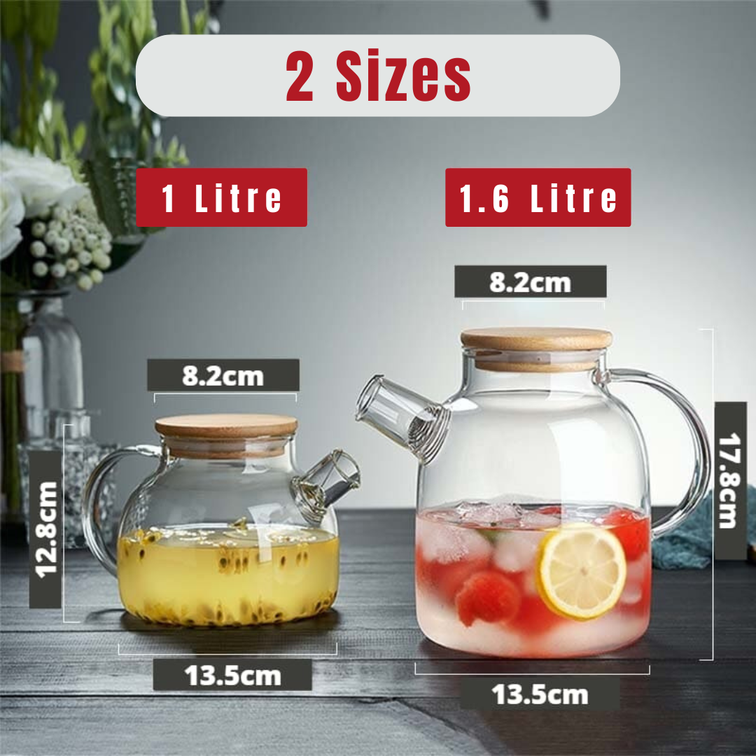 Bouilloire en Verre Borosilicaté avec Couvercle en Bambou