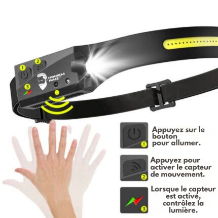 Lampe frontale avec capteur + CADEAU