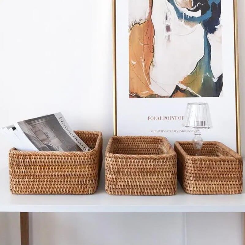 Panier en rotin tissé à la main