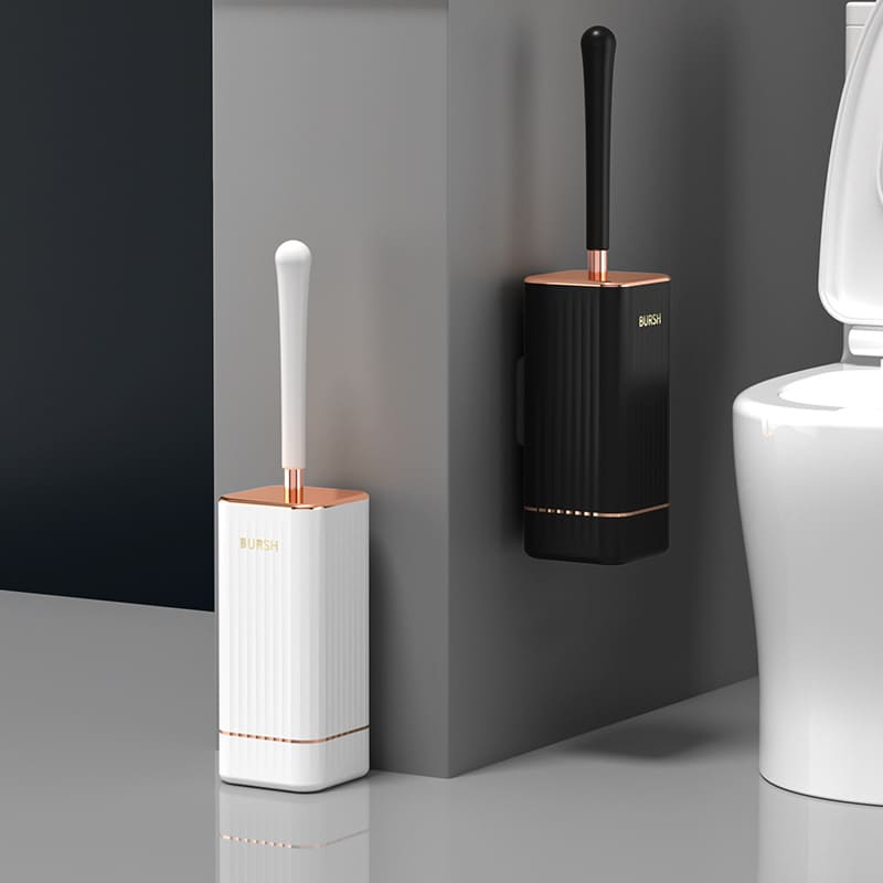 Brosse de toilette en silicone avec support