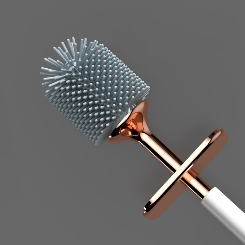 Brosse de toilette en silicone avec support