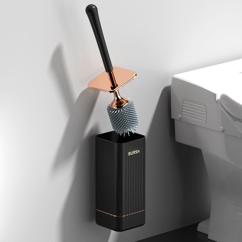 Brosse de toilette en silicone avec support