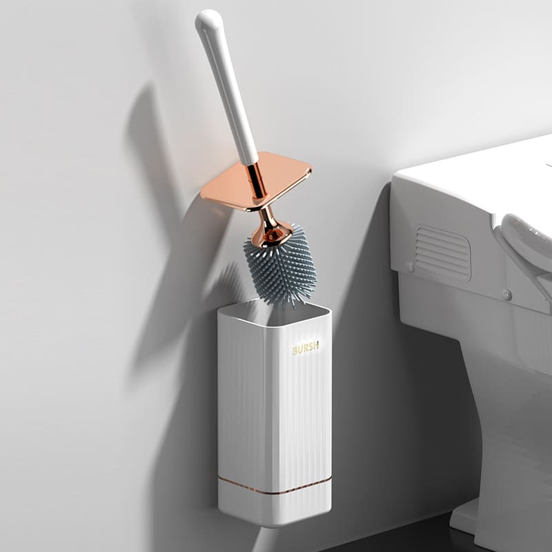 Brosse de toilette en silicone avec support