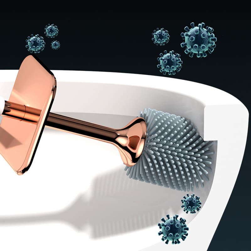 Brosse de toilette en silicone avec support