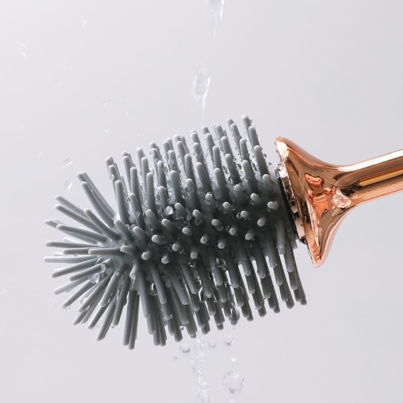 Brosse de toilette en silicone avec support