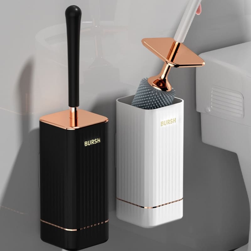 Brosse de toilette en silicone avec support