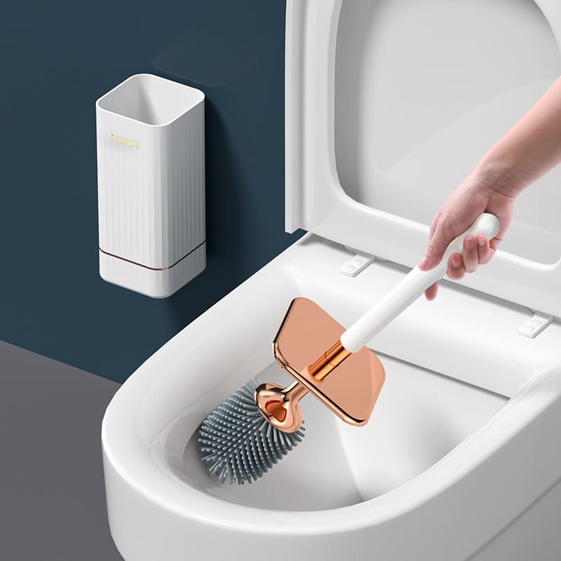 Brosse de toilette en silicone avec support