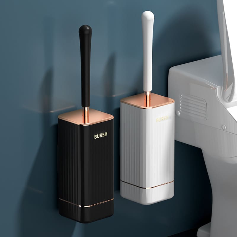Brosse de toilette en silicone avec support