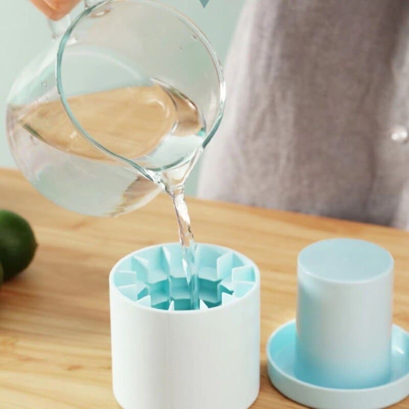 Bac à glaçons rond en silicone avec couvercle