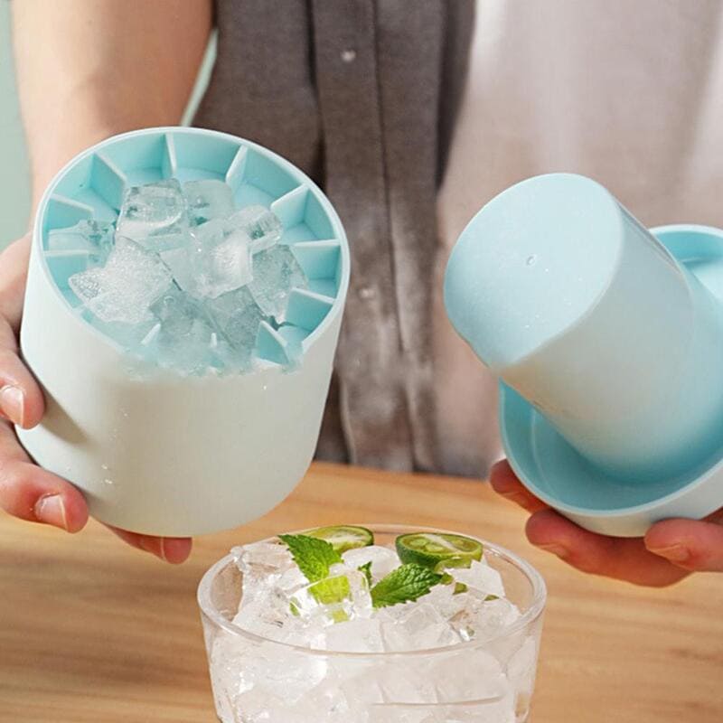 Bac à glaçons rond en silicone avec couvercle