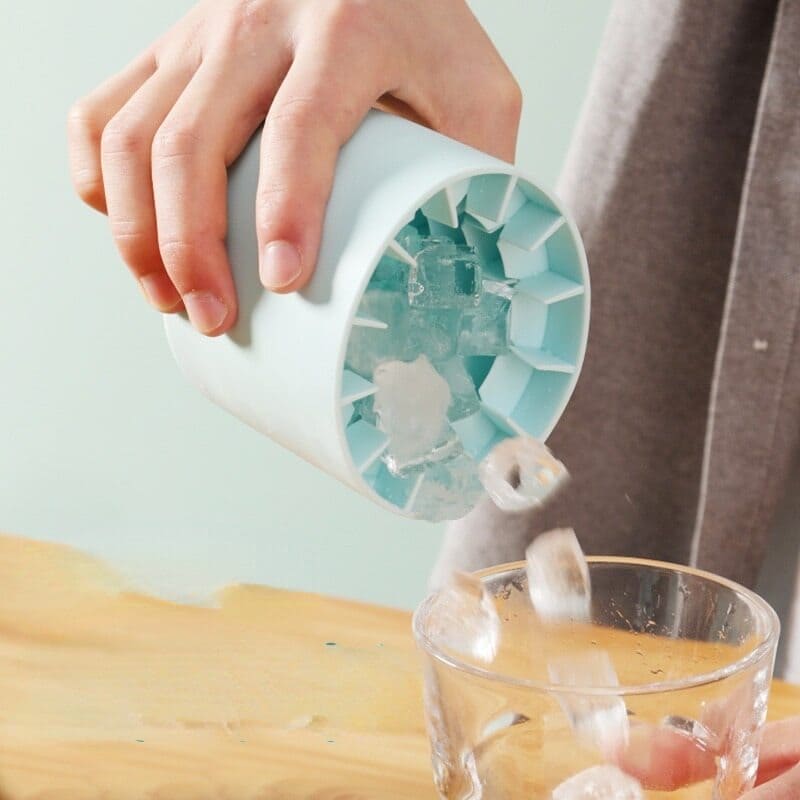 Bac à glaçons rond en silicone avec couvercle