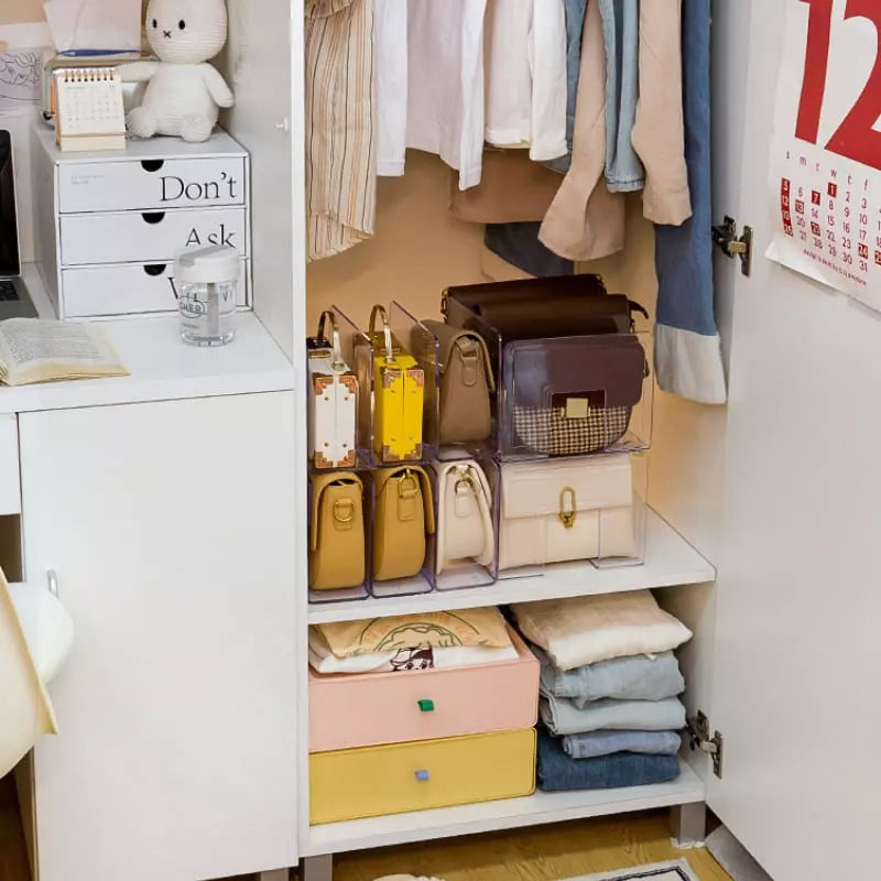 Organisateur de sacs en acrylique avec séparateurs