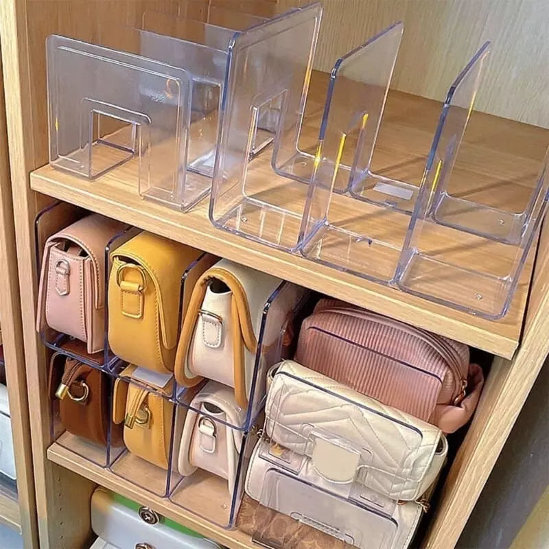 Organisateur de sacs en acrylique avec séparateurs