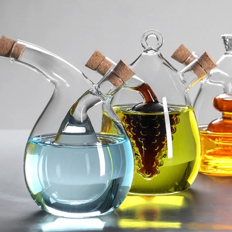 Bouteille 2-en-1 pour huile et vinaigre avec bouchon en liège