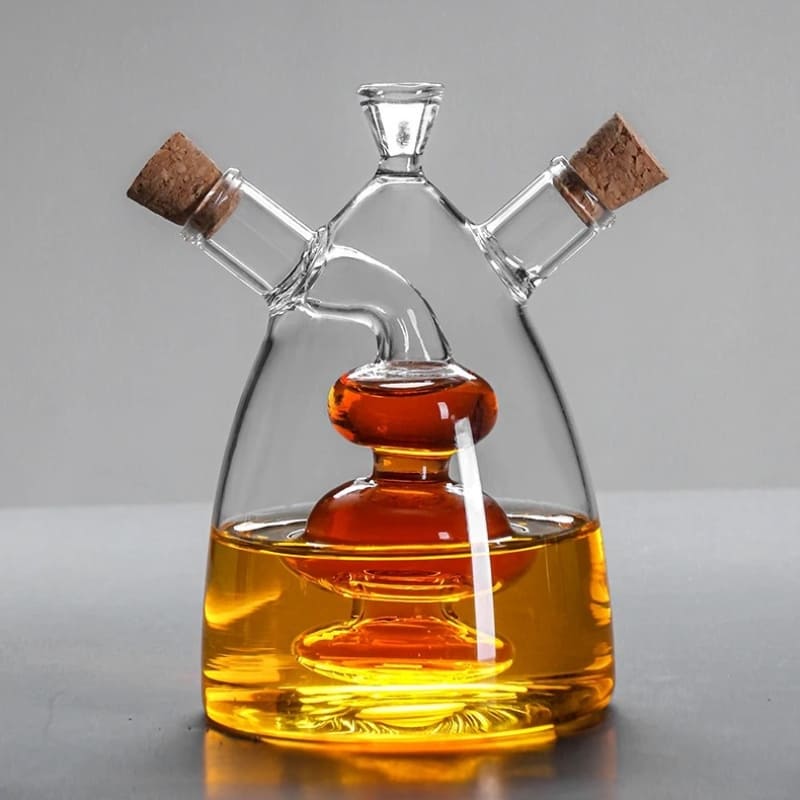 Bouteille 2-en-1 pour huile et vinaigre avec bouchon en liège