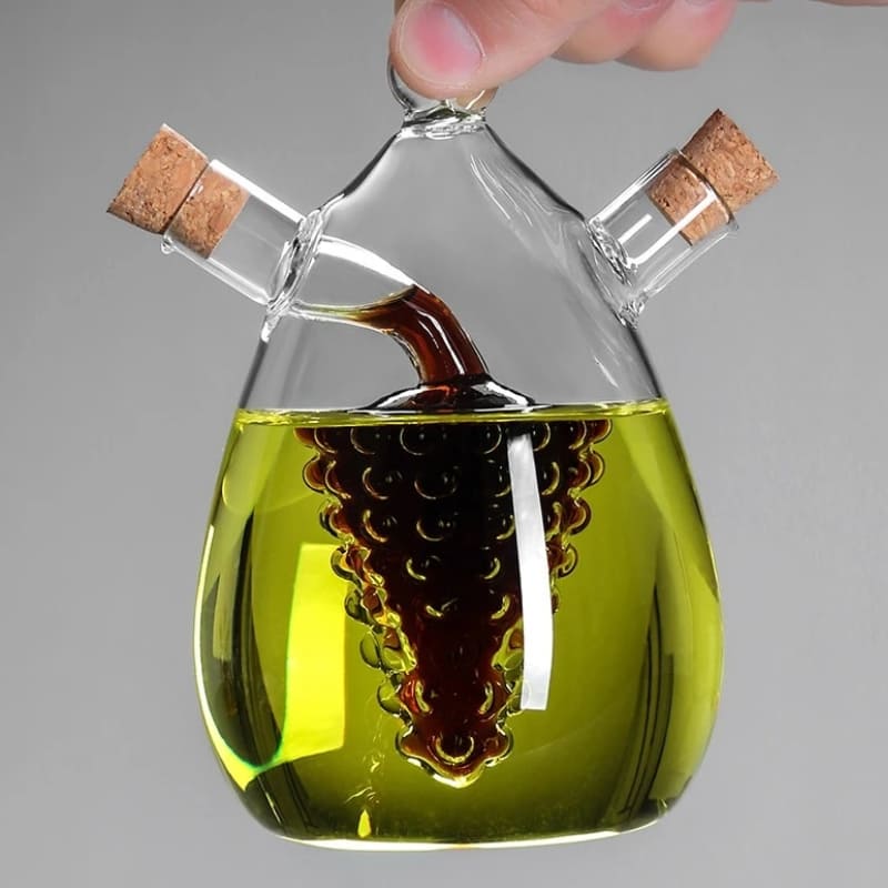 Bouteille 2-en-1 pour huile et vinaigre avec bouchon en liège