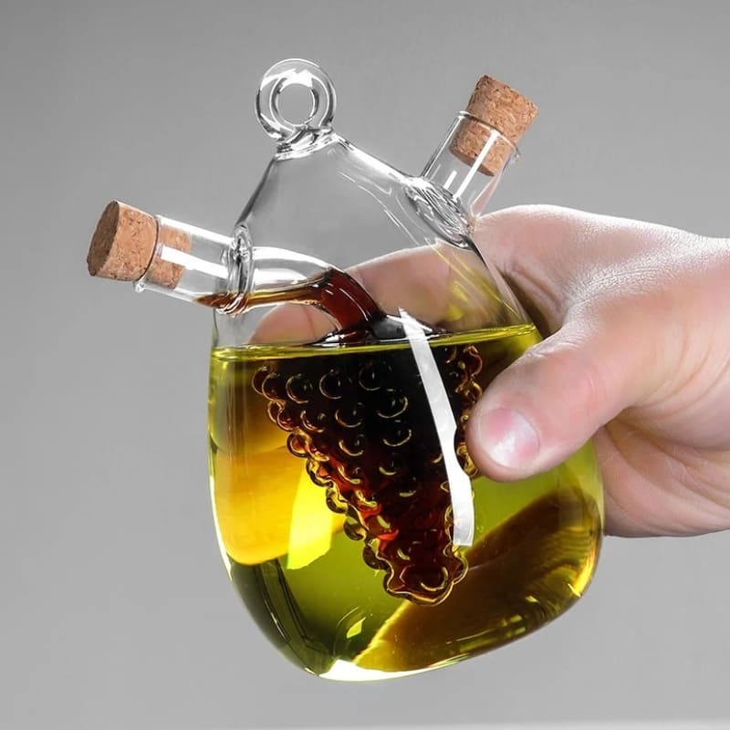Bouteille 2-en-1 pour huile et vinaigre avec bouchon en liège