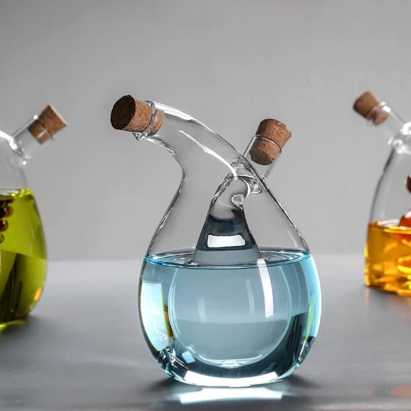 Bouteille 2-en-1 pour huile et vinaigre avec bouchon en liège