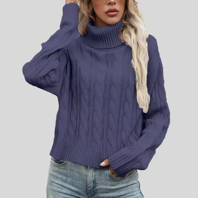 Pull Col Roulé Chaud En Coton Pour Femmes