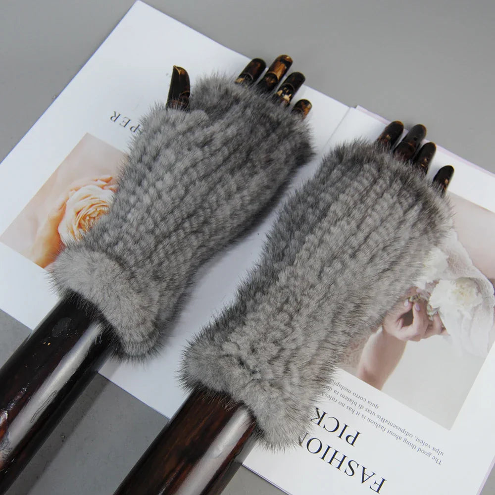 Gants Tricotés en Fourrure de Vison Beatrice