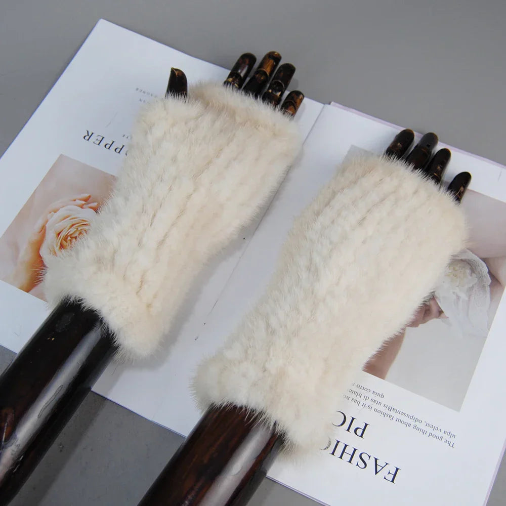 Gants Tricotés en Fourrure de Vison Beatrice