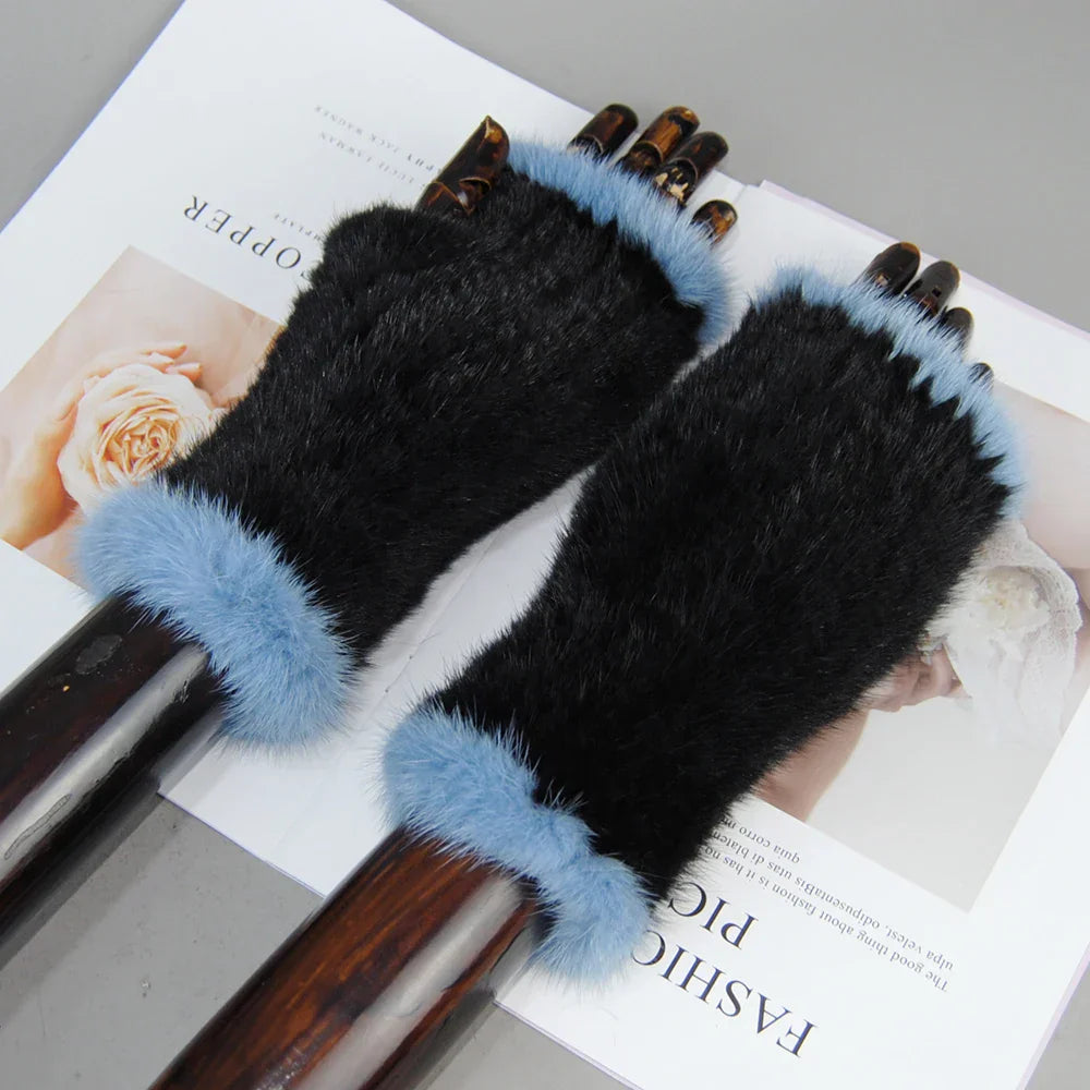 Gants Tricotés en Fourrure de Vison Beatrice
