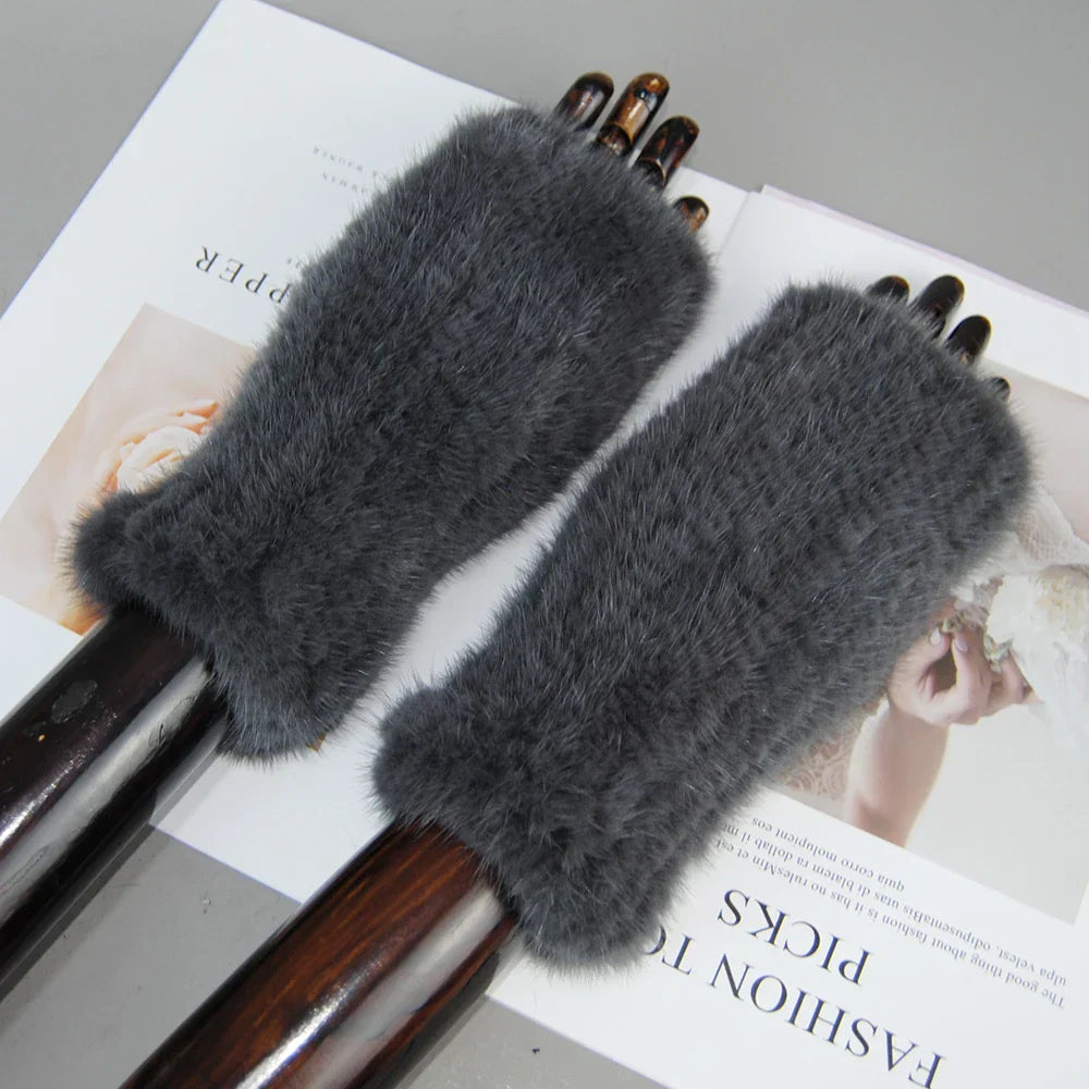 Gants Tricotés en Fourrure de Vison Beatrice