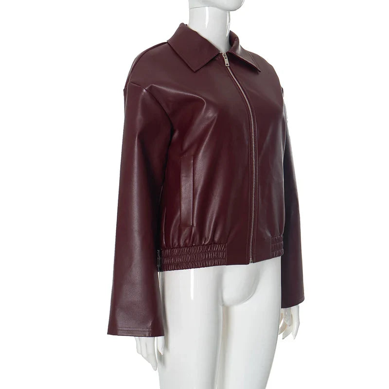 CUTENOVA-Veste en cuir à manches longues
