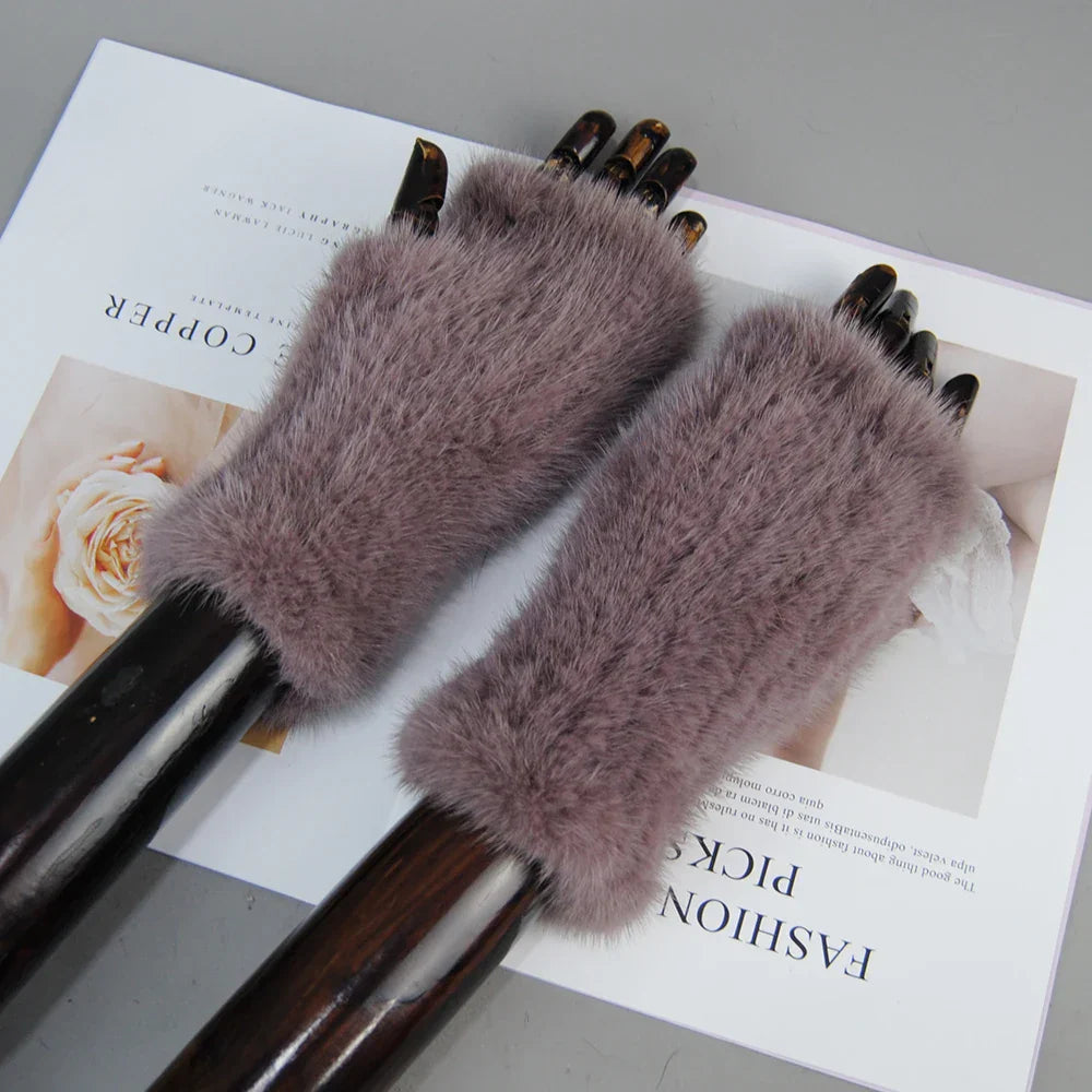 Gants Tricotés en Fourrure de Vison Beatrice
