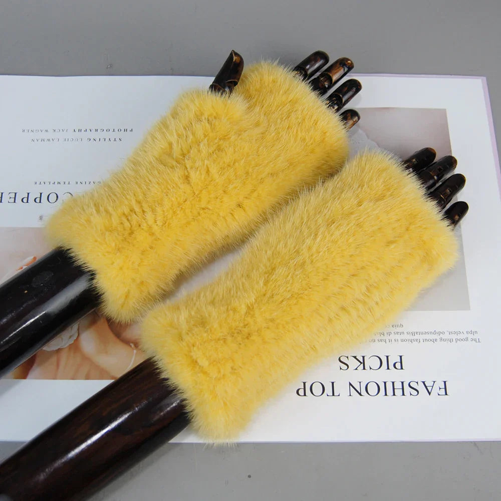 Gants Tricotés en Fourrure de Vison Beatrice