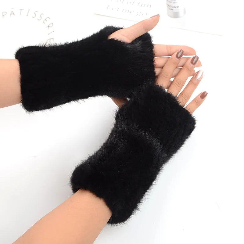 Gants Tricotés en Fourrure de Vison Beatrice