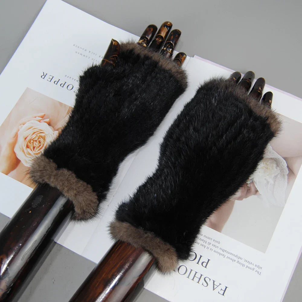 Gants Tricotés en Fourrure de Vison Beatrice