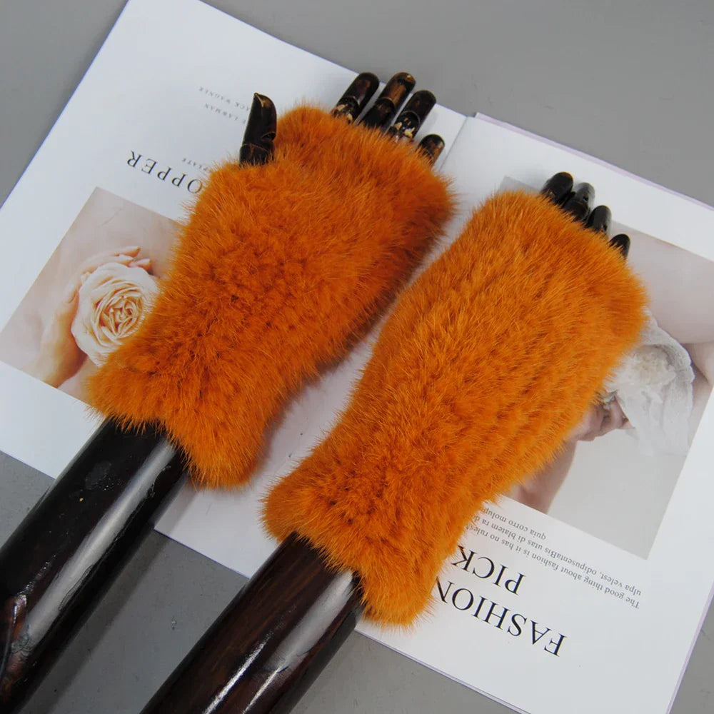 Gants Tricotés en Fourrure de Vison Beatrice