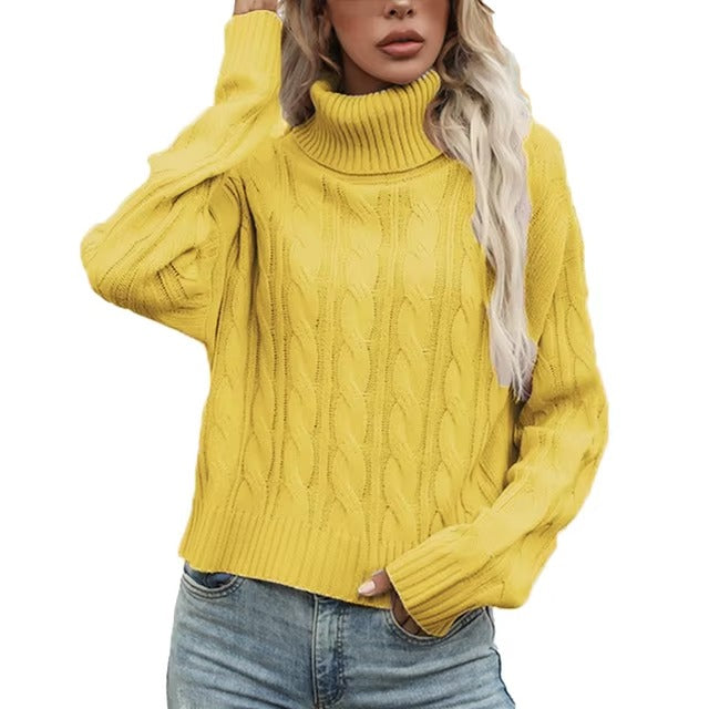 Pull Col Roulé Chaud En Coton Pour Femmes