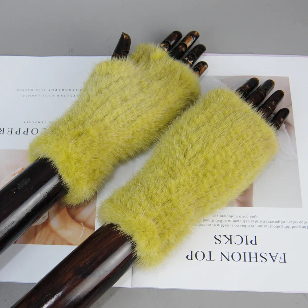 Gants Tricotés en Fourrure de Vison Beatrice