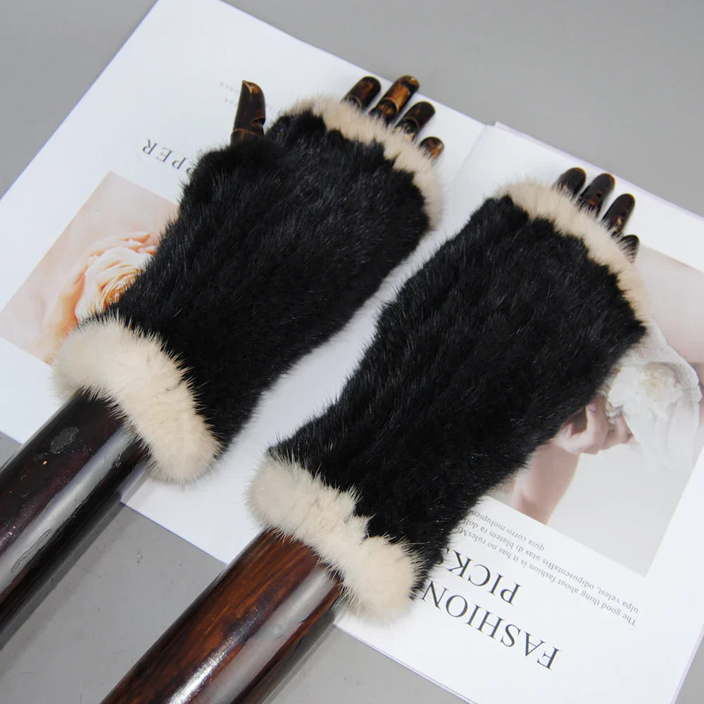 Gants Tricotés en Fourrure de Vison Beatrice