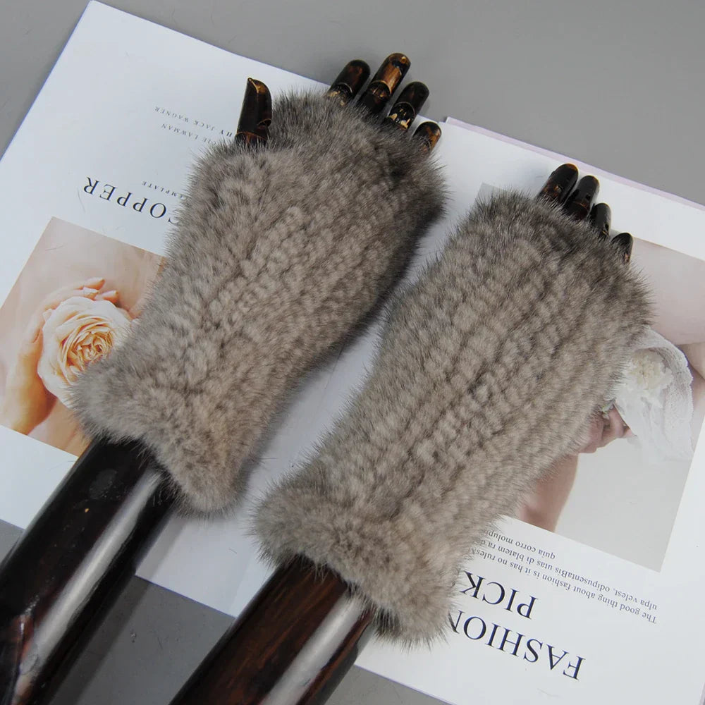 Gants Tricotés en Fourrure de Vison Beatrice