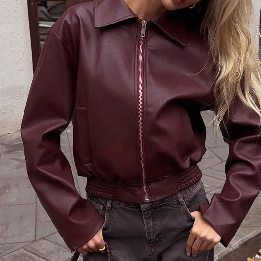 CUTENOVA-Veste en cuir à manches longues