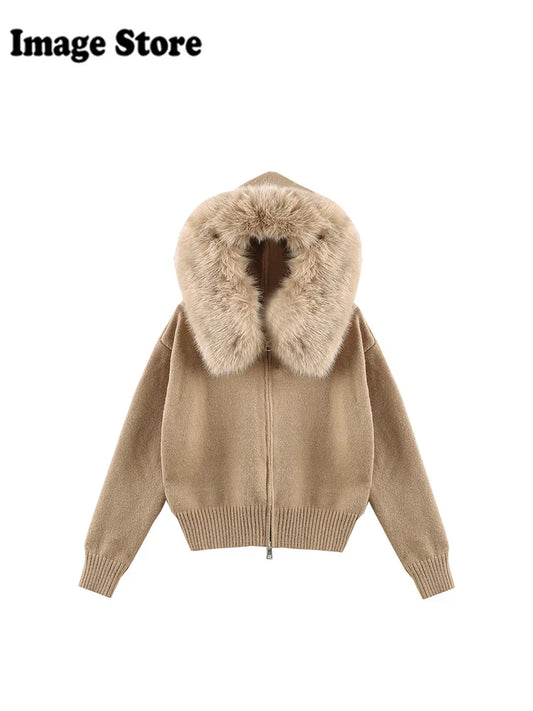 Pull cardigan à manches longues avec fermeture éclair