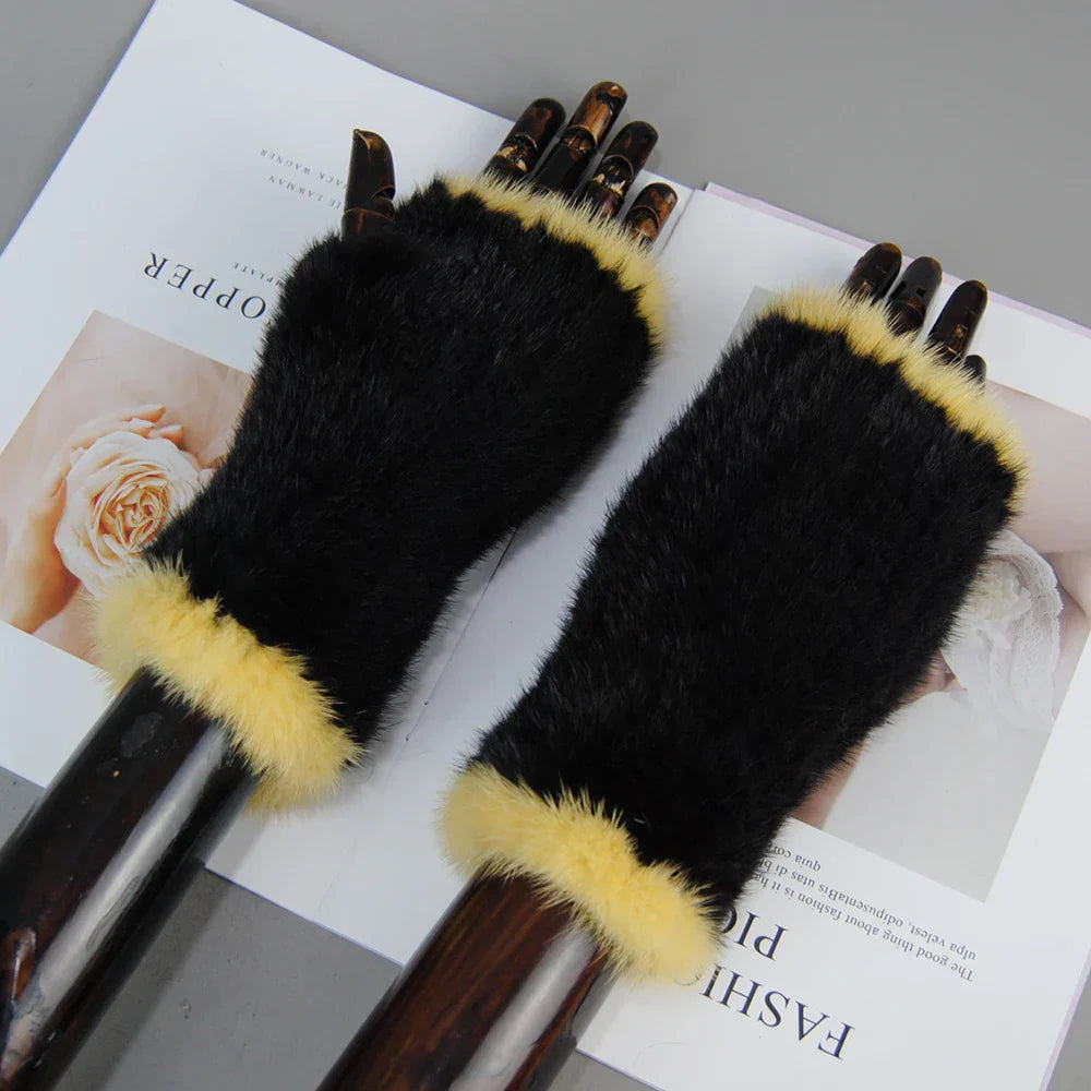 Gants Tricotés en Fourrure de Vison Beatrice